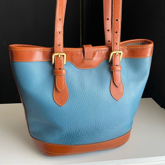 Dooney and Bourke AWL Mediterranean Blue Leather Tote Bucket Bag Purse R… - Picture 5 of 17